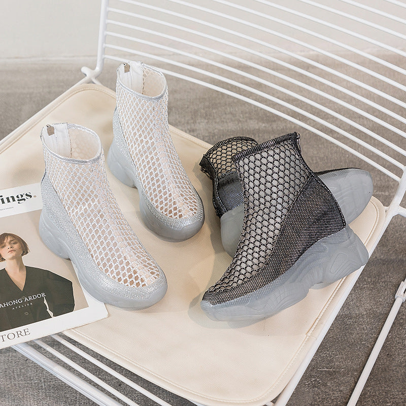 Women's Summer Breathable Platform Inner Height Increasing Hollow Sandals