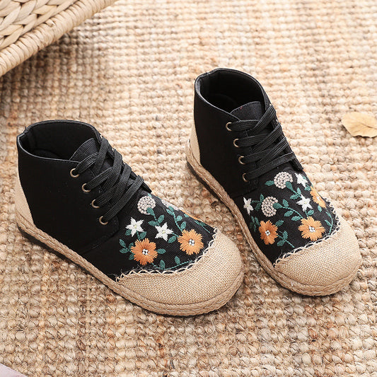 Women's Ethnic Style Embroidered Flower Daisy Cotton Casual Shoes