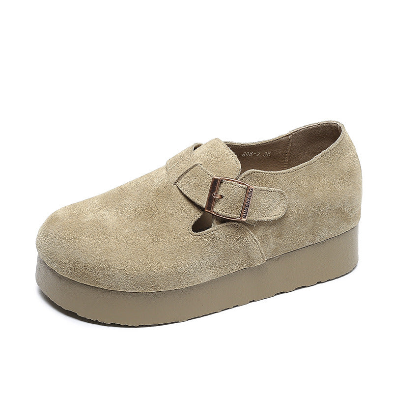 Women's Genuine Thick Bottom Platform Slip-on Small Casual Shoes