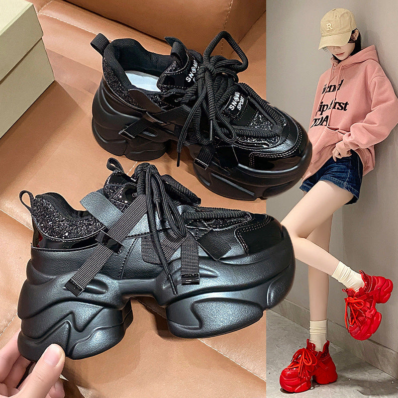 Casual Women's Dad Korean Platform Portable Sneakers