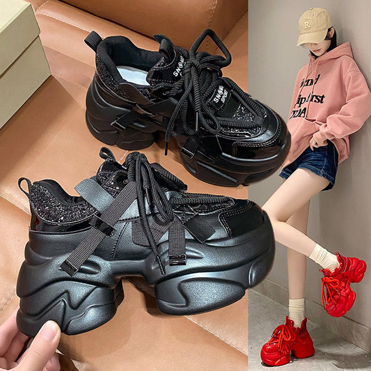 Casual Women's Dad Korean Platform Portable Sneakers