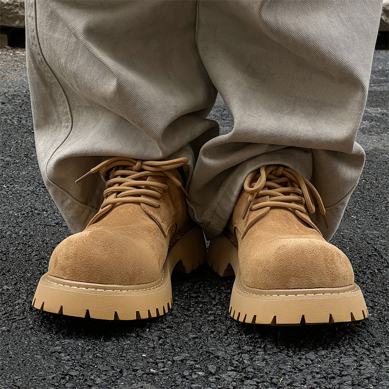 Men's Derby Vintage Platform Height Increasing Breathable Leather Shoes