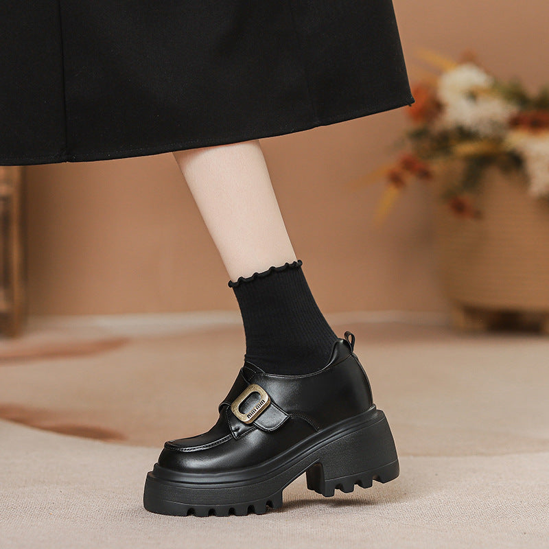 Women's Genuine Platform Spring British Style Pumps Loafers