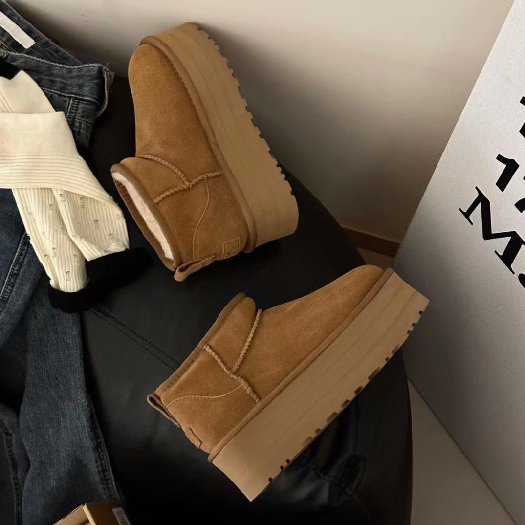 Face Short Platform Muffin Mini Small Women's Snow Boots