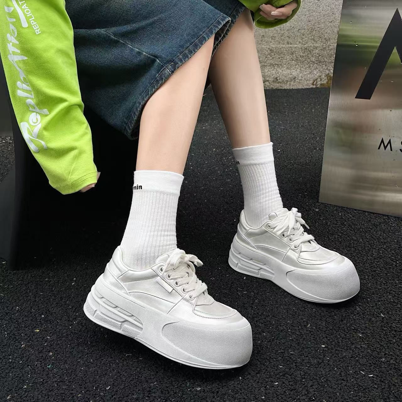 Women's Head Bread Autumn Mesh Breathable Platform Casual Shoes
