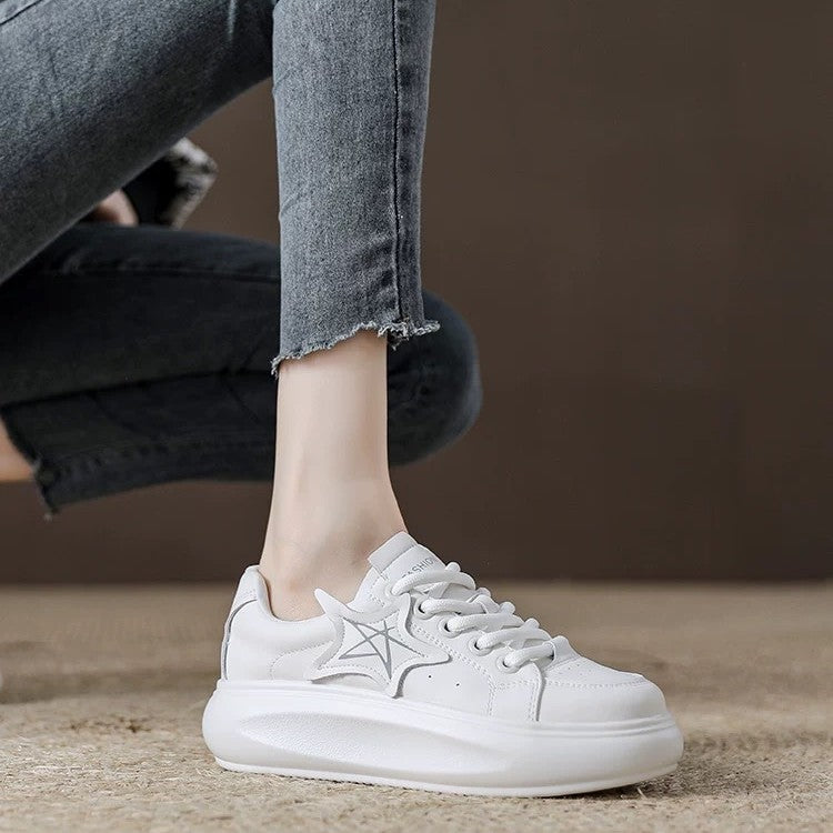 Women's White Sports Platform Height Increasing Bread Niche Women's Board Shoes
