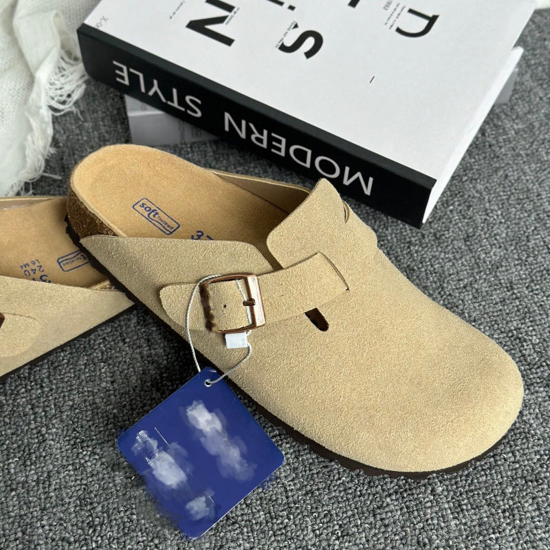 Women's Ma Liao Half Toe Box Soft Bottom Height Increasing Slip-on Men's Shoes