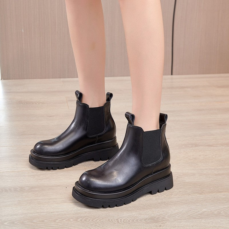 Women's Increasing Martin British Style Smoke Pipe Ankle Thick Boots