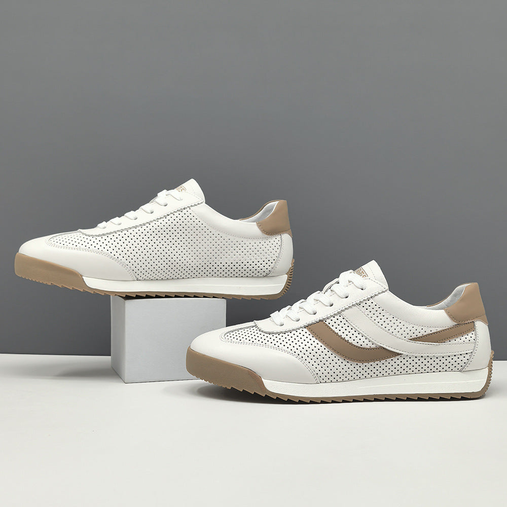Men's Genuine Breathable Board Trendy White Summer Sneakers