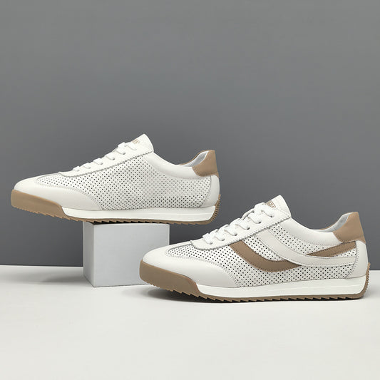 Men's Genuine Breathable Board Trendy White Summer Sneakers