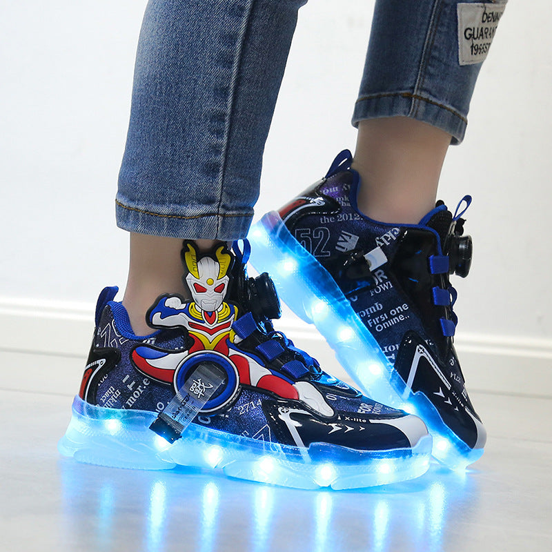 Women's & Men's Colorful Light Up Altman Rotating Button Kid's Sneakers