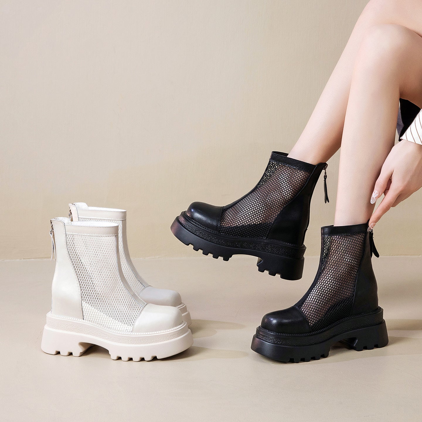 Women's Summer Short Thin Breathable Martin Versatile Women's Leather Boots