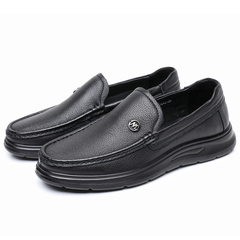 Men's Slip-on Sheepskin Comfortable Soft Bottom Sewing Bag Men's Casual Leather Shoes
