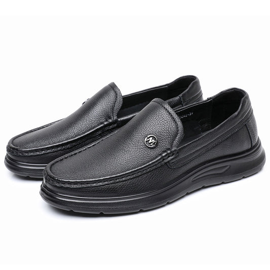 Men's Slip-on Sheepskin Comfortable Soft Bottom Sewing Bag Men's Casual Leather Shoes