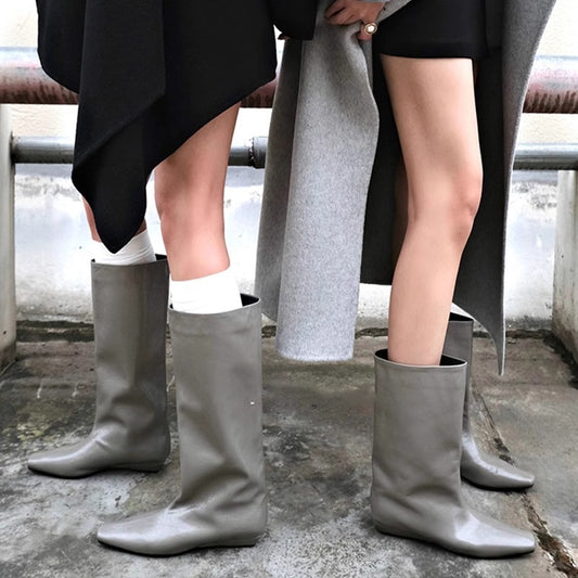 Women's Cowhide Version Korean Simple Square Toe Temperament Low Heels