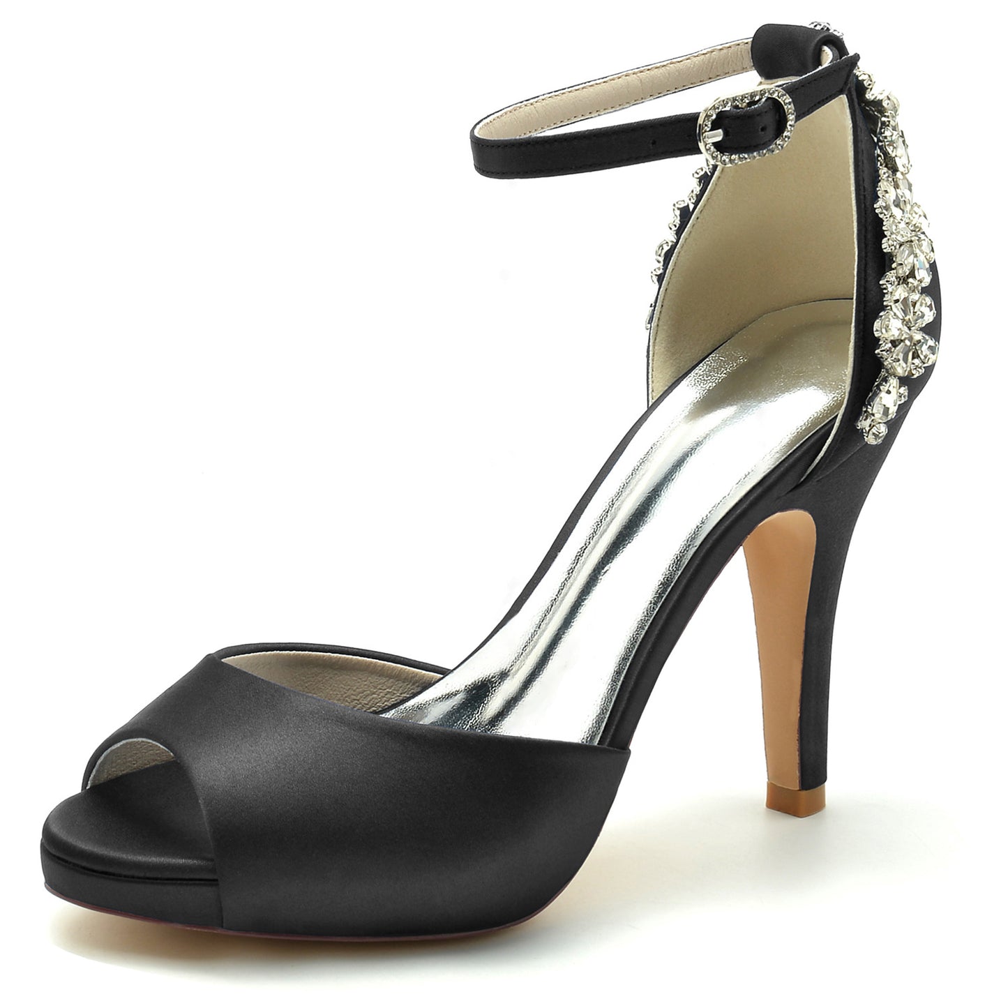 Women's Waterproof Platform Hollow Rhinestone Wristband Wedding Bridal Heels