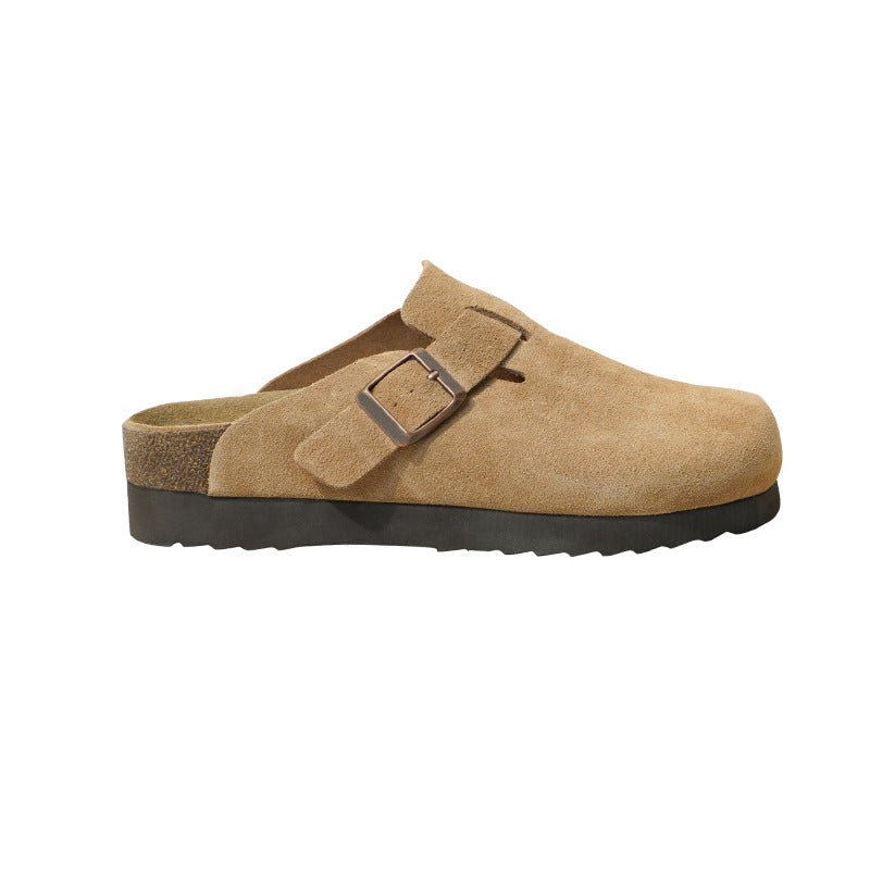 Women's Thick Bottom Toe Cap Half Retro Slippers