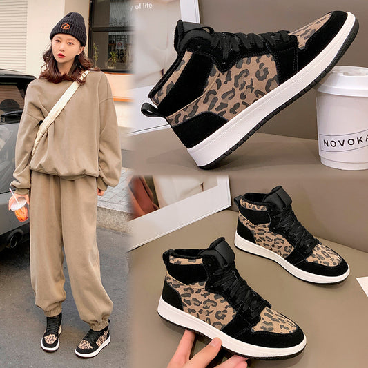 Women's Made Korean Leopard Print Fashion Veet Women's Cotton Shoes