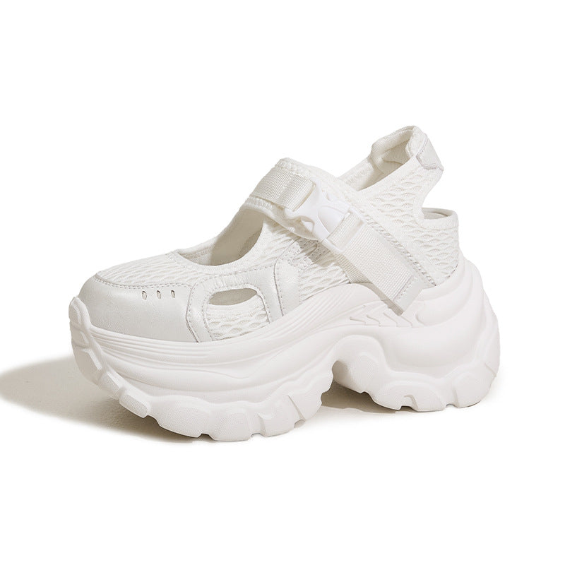 Women's Platform Dad Hole Breathable Height Increasing Sneakers