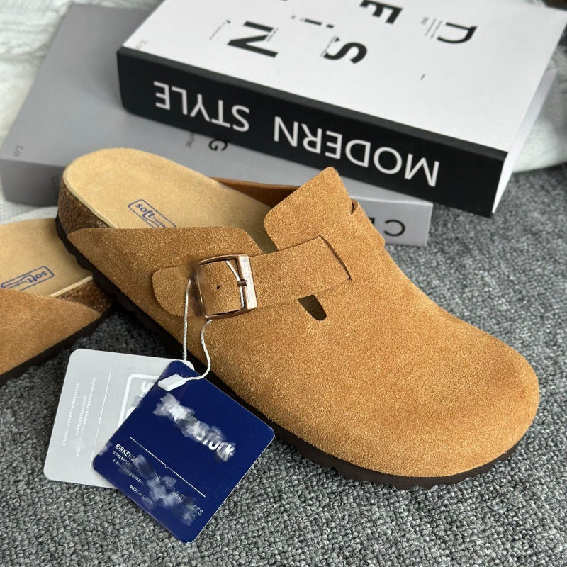 Women's Ma Liao Half Toe Box Soft Bottom Height Increasing Slip-on Men's Shoes