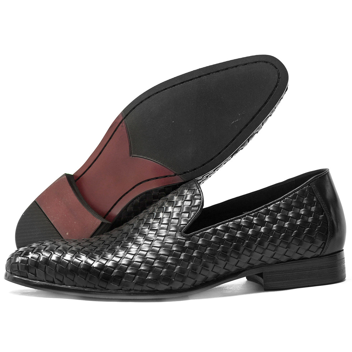Cool Fashion Cowhide Woven Oversized Lot Loafers/doug Shoes