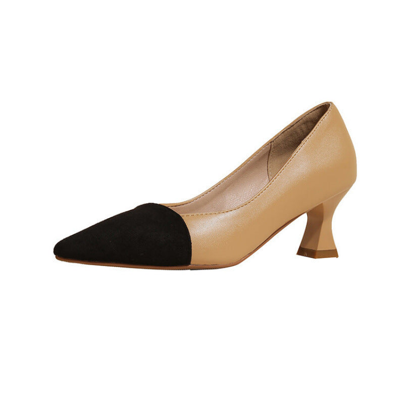 Women's High Multicolor Low-cut Slip-on Pointed Square Women's Fashion Shoes