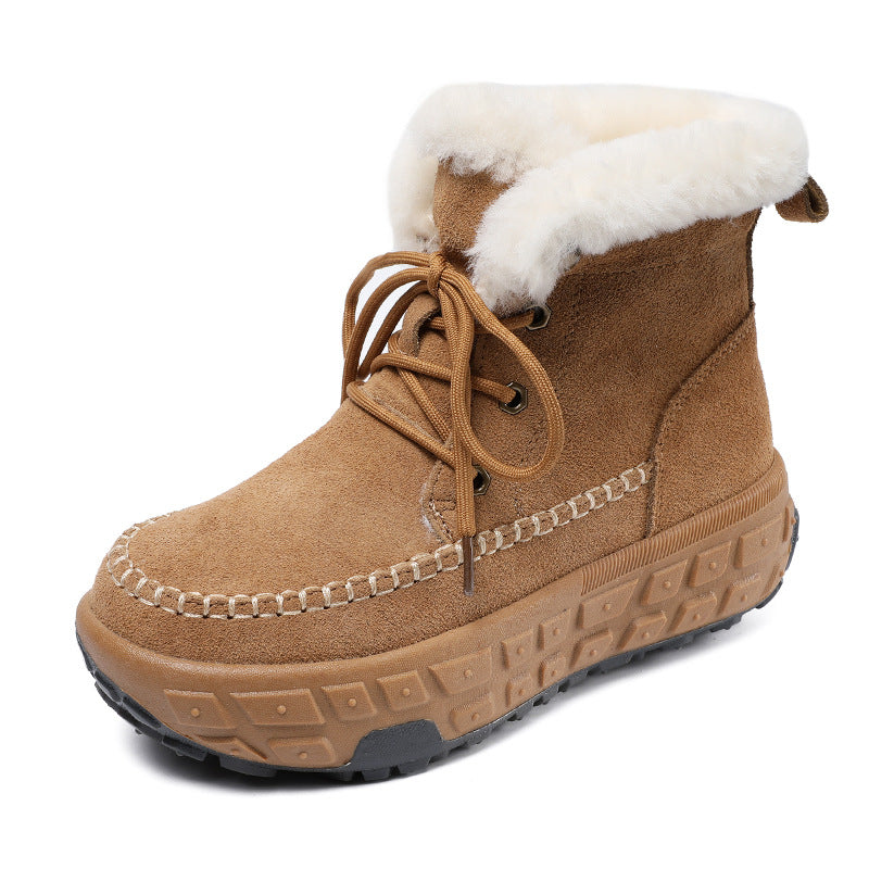 Women's Wool Mouth Winter Fleece-lined Platform Height Snow Boots