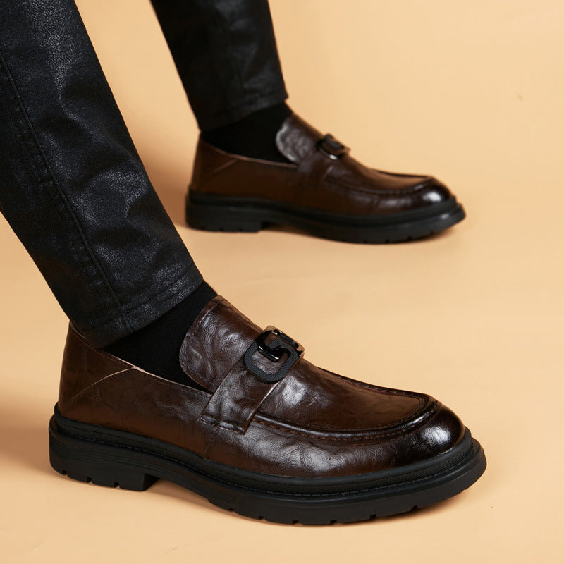 Men's Genuine England Style Soft Breathable Thin Slip-on Bottom Wild Trendy Leather Shoes