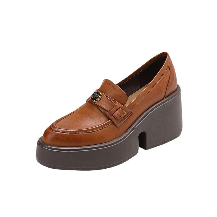 Women's High Authentic Platform Pointed Toe Camellia Wedge Loafers