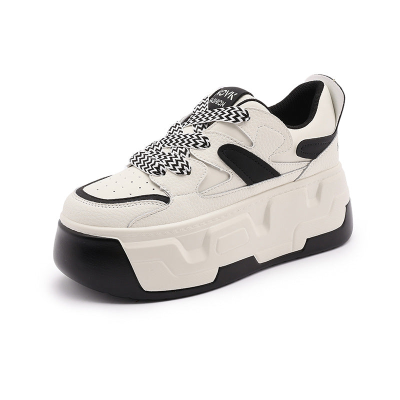 Women's Autumn Genuine Thick Bottom Hidden White Casual Shoes