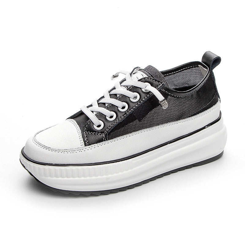 Women's Summer Genuine Mesh Breathable Skateboard Tide Thick Leather Shoes