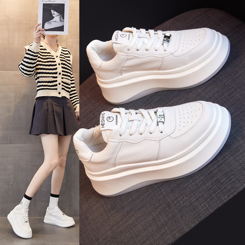 Women's Autumn Platform Sports Versatile White Casual Shoes