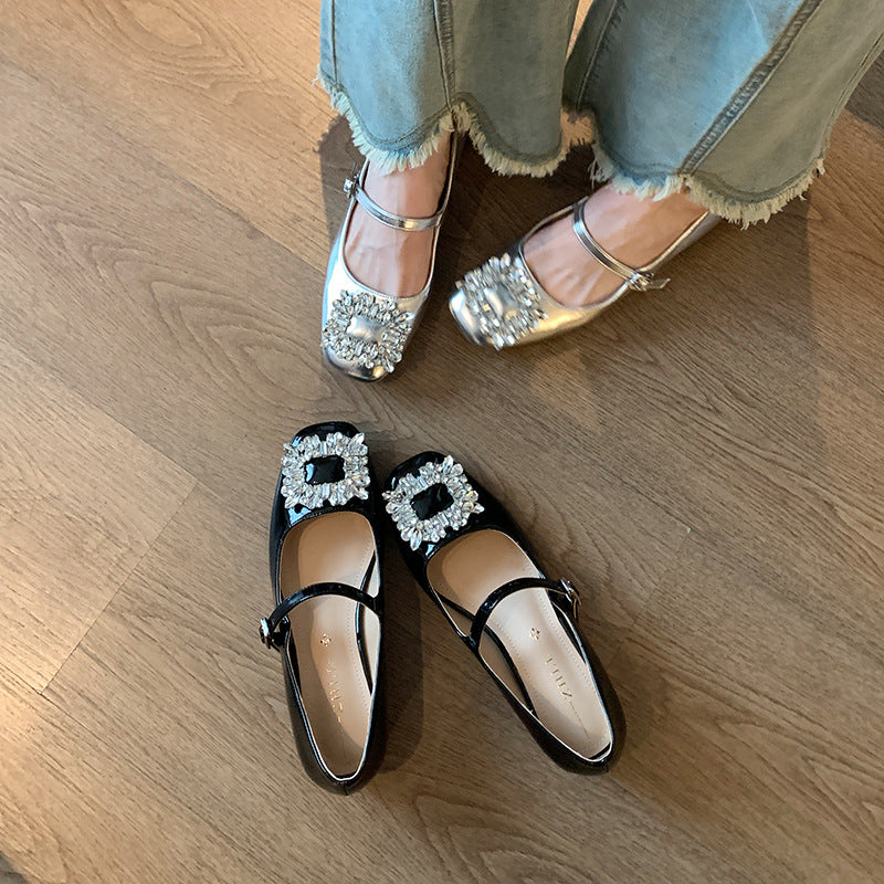 Women's Strap Square Toe Low-cut Mary Jane Widened Women's Shoes