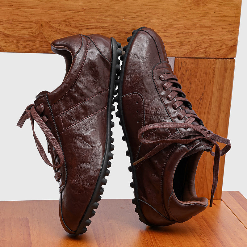 Men's Toe German Training British Style Leisure Commute Classic Retro Men's Casual Leather Shoes