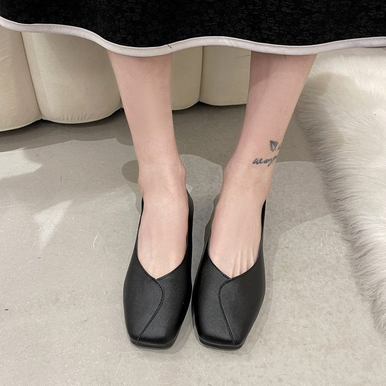 Toe Low-cut Retro Granny Spring Soft Soled Flats Slip-on Casual Shoes