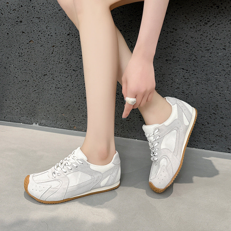 Women's Versatile Breathable Sports German Training Round Head Stitching Mesh Women's Casual Shoes