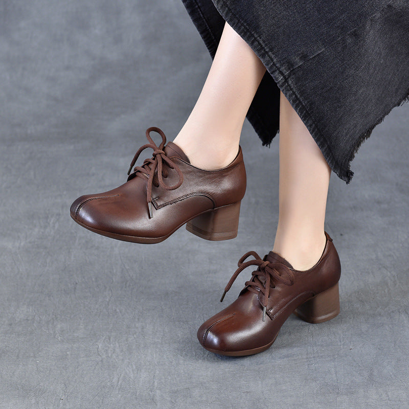 Women's Chunky Retro Comfort Mid Mother Leisure Commute Small Four Women's Casual Shoes
