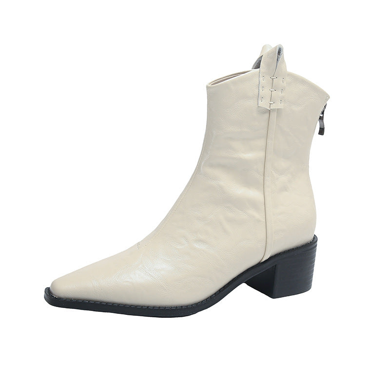 Fashionable Pointed Toe Cowboy Outdoor Design V Cut Soft Slimming Boots