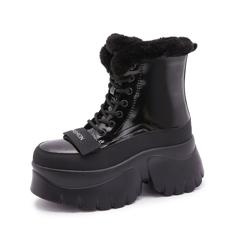 Women's Thick Bottom Warm With Veet British Casual Shoes