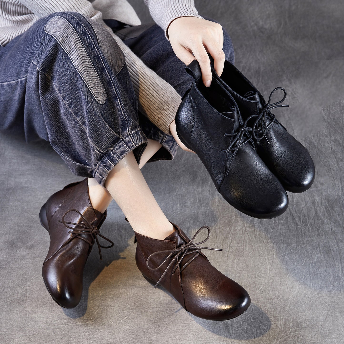 Women's Retro Ankle Authentic Comfortable Soft Bottom Boots