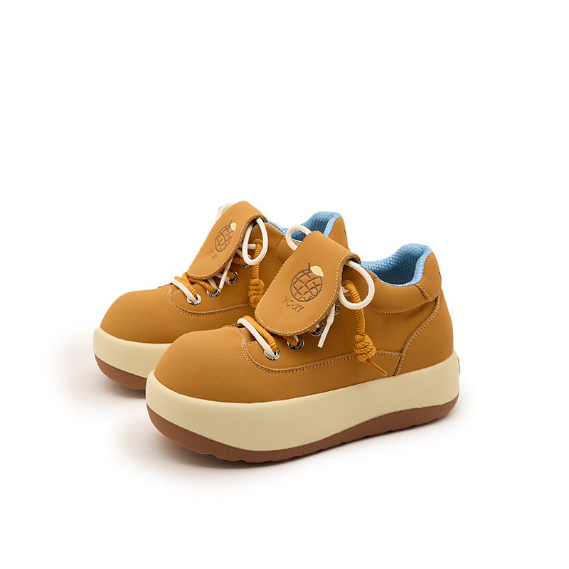 Women's Toe Martin Thick Bottom Heighten Retro Platform Casual Shoes