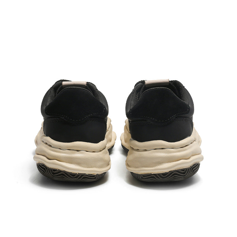 Black Platform Dissoed Shell Toe Stitching Men's Board Shoes