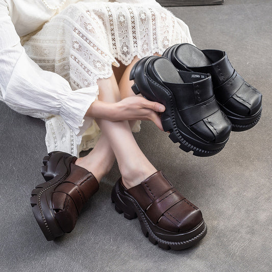 Women's Thick Bottom Increased Toe Cap Lazy Fashion Slippers