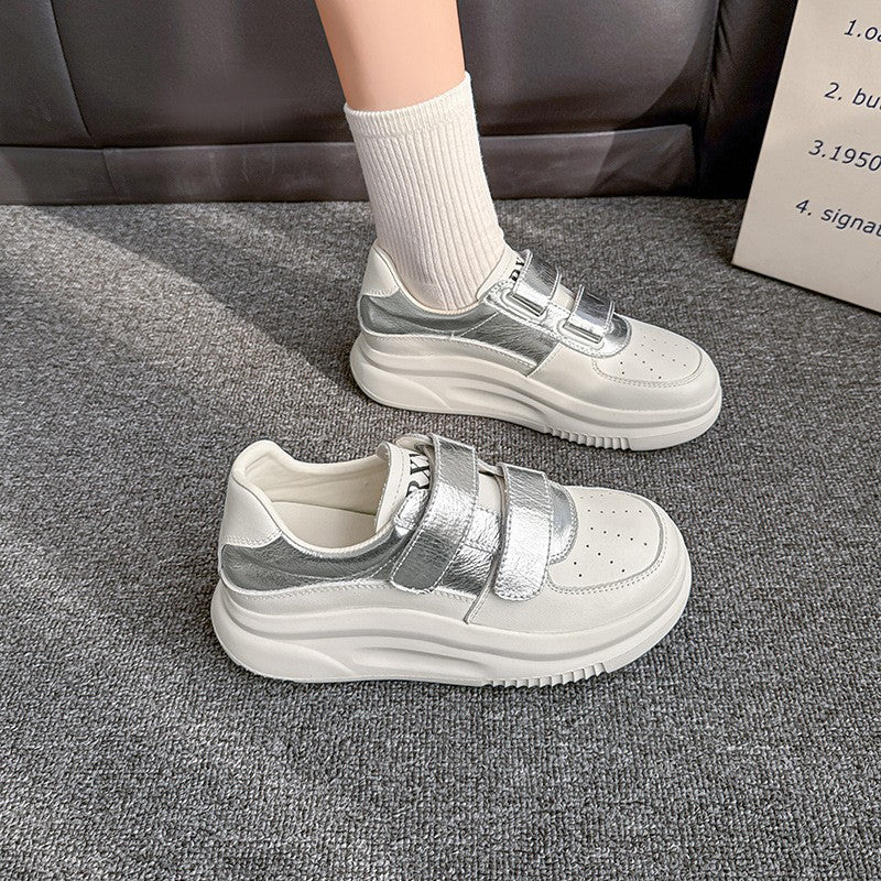Women's Velcro Platform White Spring First Layer Sneakers