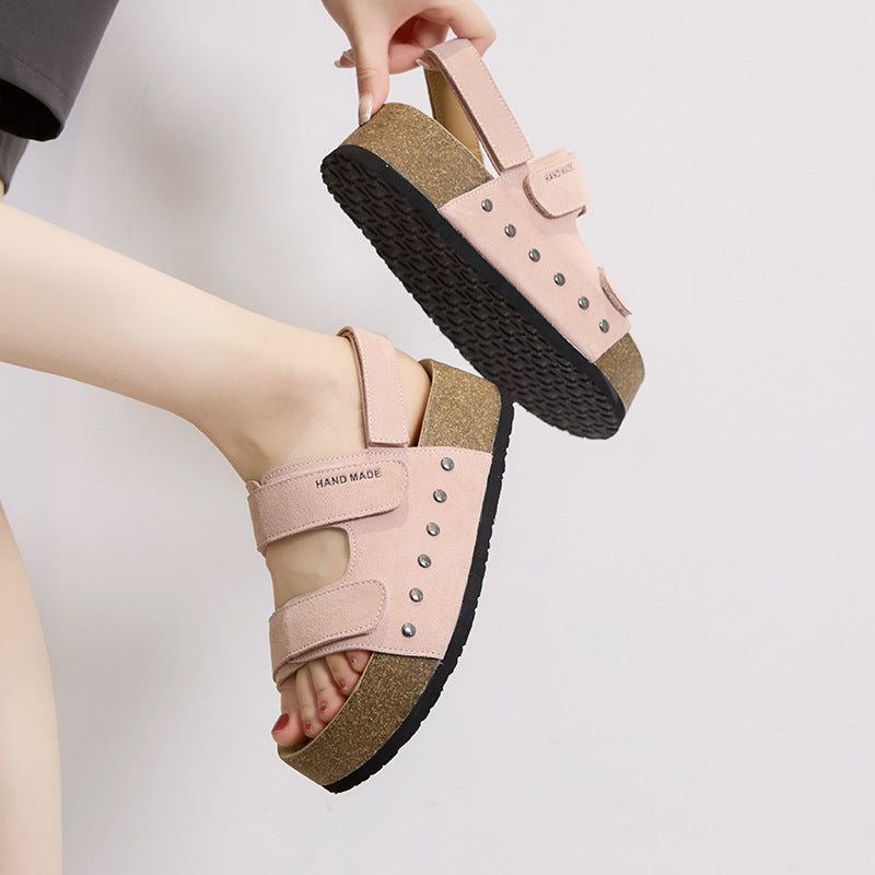Women's Summer Wear Genuine Thick-soled Small Height Slippers