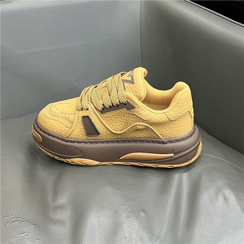 Men's Low-cut Genuine White Dad Platform Sports Casual Shoes