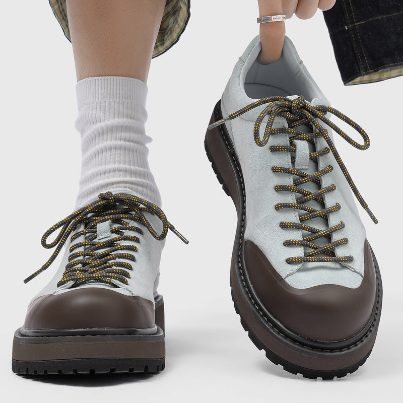 Men's Platform Height Increasing British Fashionable Lace Men's Casual Leather Shoes