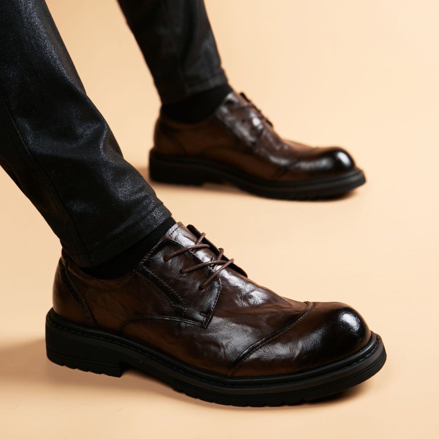 Men's Toe Thick-soled British Style Fashion Korean Leather Shoes