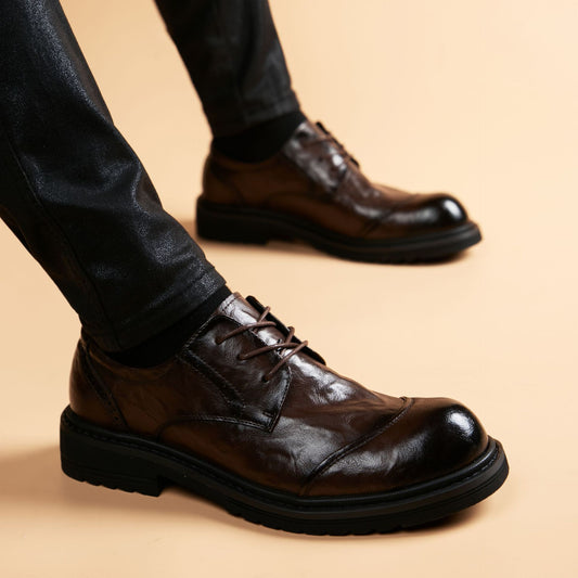 Men's Toe Thick-soled British Style Fashion Korean Leather Shoes