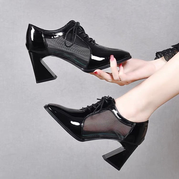 Women's Summer Mesh Surface Hollowed Genuine Chunky Women's Shoes